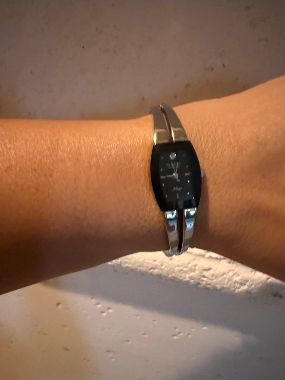 Armitron Now Diamond Ladies Watch Petite Rectangular Black Silver Working